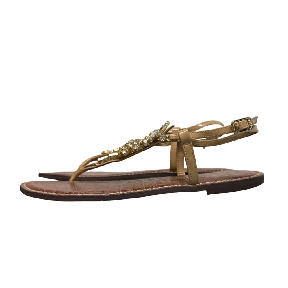 Sam Edelman “Grayson” Jeweled Rhinestones Flat Thong Gladiator Sandals 10.5 - Picture 3 of 13